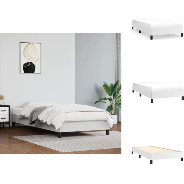 Vidaxl Struttura Letto Bianca 100X200 Cm In Pelle Finta - Letti E Strutture Letto-image