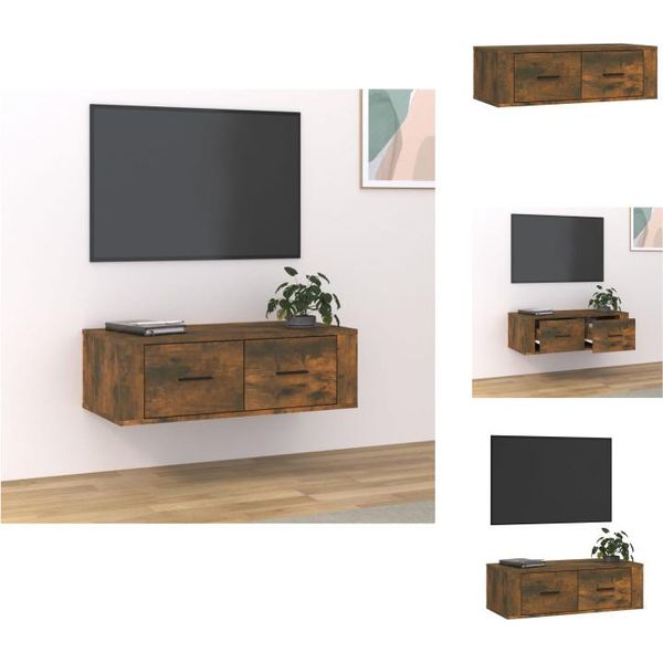 Vidaxl Mobile Tv A Parete In Rovere Fumé 80X36X25 Cm Materiale A Base Di Legno - Mobili Tv-image