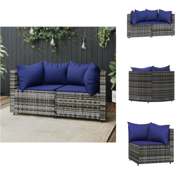 Vidaxl Divani Da Giardino Ad Angolo Con Cuscini 2 Pz. Rattan Grigio - Divani Da Giardino-image