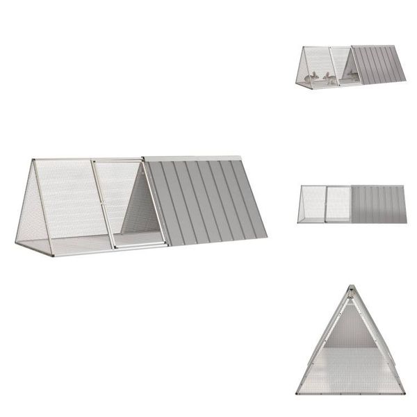 Vidaxl Gabbia Per Conigli Grigio 201,5X80,5X71 Cm Acciaio Zincato - Habitat E Recinti Per Piccoli Animali-image