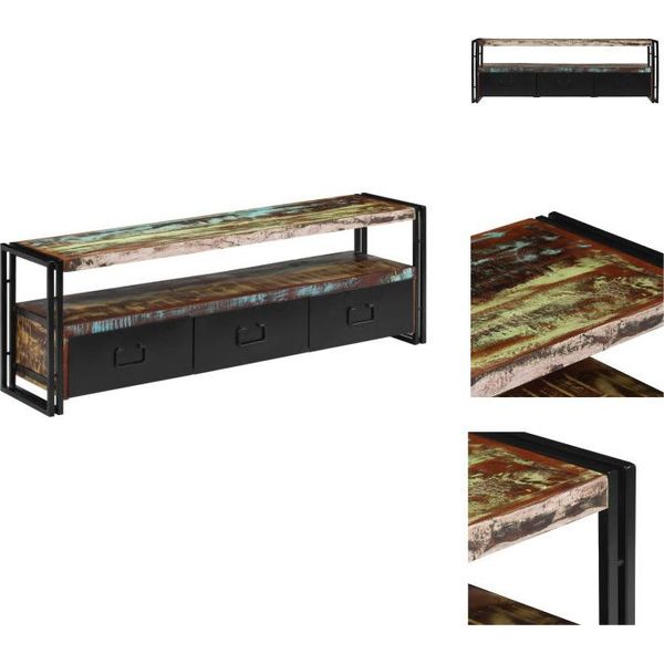 Mobile Tv Vidaxl In Legno Massiccio Antico 120 X 30 X 40 Cm - Mobili Tv-image