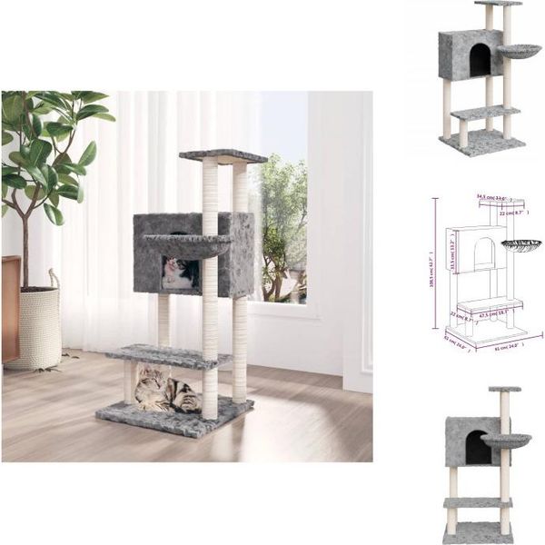 Vidaxl Albero Tiragraffi Con Tiragraffi In Sisal Grigio Chiaro 108,5 Cm - Alberi Tiragraffi-image