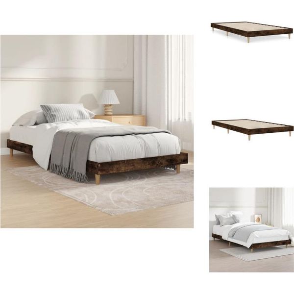 Vidaxl Struttura Letto In Rovere Affumicato 100X200 Cm Materiale A Base Di Legno - Letti E Strutture Letto-image