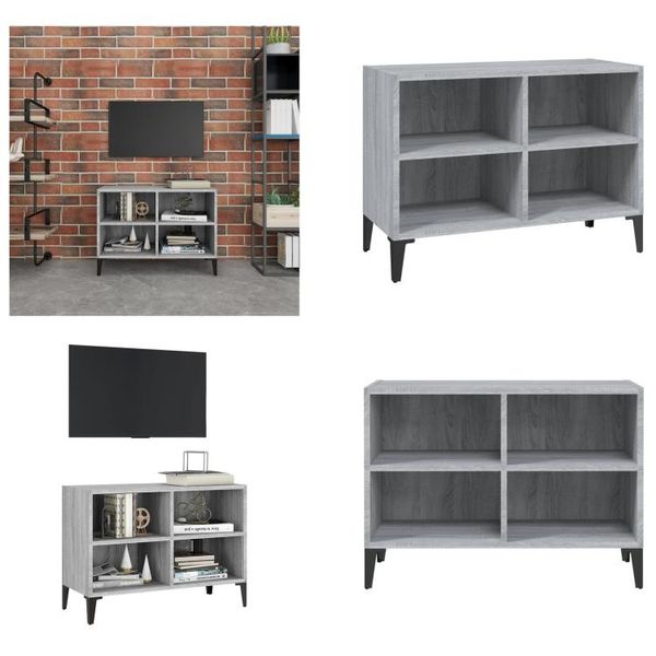 Vidaxl Mobile Tv Con Gambe In Metallo Grigio Sonoma 69,5X30X50 Cm - Mobile Tv - Mobile Tv - Mobile Stereo - Porta Tv-image
