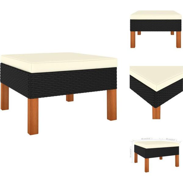 Vidaxl Poggiapiedi In Poly Rattan E Legno Massiccio Di Eucalipto - Elementi Per Divani Da Giardino-image