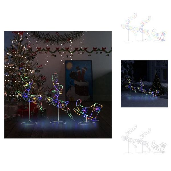 Vidaxl Decorazione Natalizia Led Renna E Slitta In Acrilico 260X21X87 Cm Colorato - Luci Di Natale-image