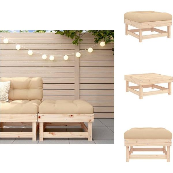 Vidaxl Sgabello Da Giardino Con Cuscino In Pino Massiccio - Elementi Per Divani Da Giardino-image