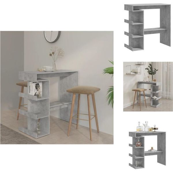 Vidaxl Tavolo Da Bar Con Ripiano In Cemento Grigio 100X50X101,5 Cm In Legno - Tavoli Da Pranzo-image