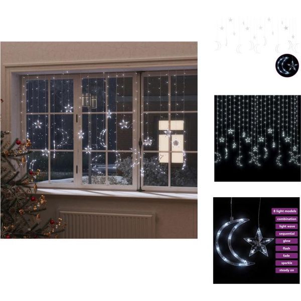 Vidaxl Luci Di Fata Stella E Luna Telecomandate 345 Led Bianco Freddo - Illuminazione Natalizia-image
