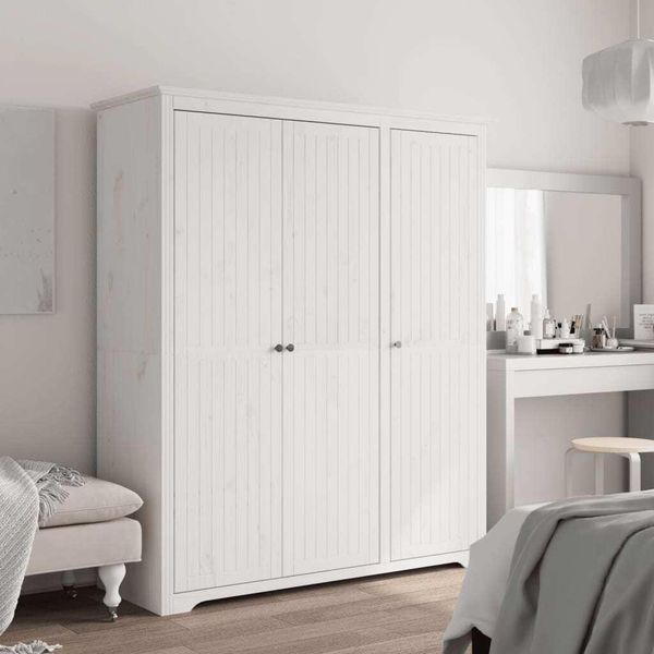 Vidaxl Armadio Bodo Bianco 151,5X52X176,5 Cm In Legno Di Pino Massiccio - Armadio - Armadi - Guardaroba - Armadio Portaoggetti-image