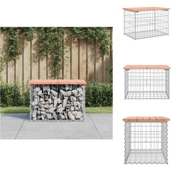 Vidaxl Panchina Da Giardino Gabion 63X44X42 Cm In Legno Massiccio Di Abete Douglas - Panchine Da Giardino-image