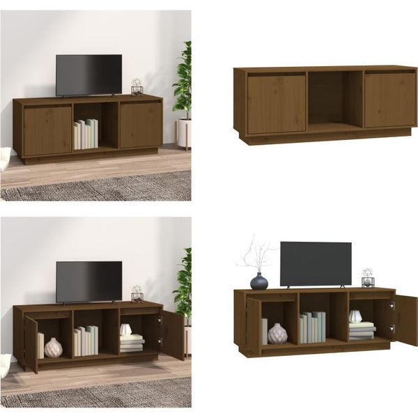 Vidaxl Mobile Tv Marrone Miele 110,5X35X44 Cm In Legno Di Pino Massiccio - Mobile Tv - Mobile Tv - Mobili Tv - Porta Tv-image