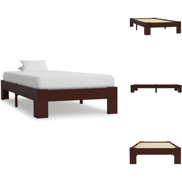 Vidaxl Letto In Legno Massiccio Di Pino Marrone Scuro 90X200 Cm - Letti E Strutture Letto-image