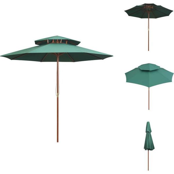 Vidaxl Ombrellone Doppio 270×270 Cm Con Palo In Legno Verde - Ombrelloni E Tende Da Sole-image