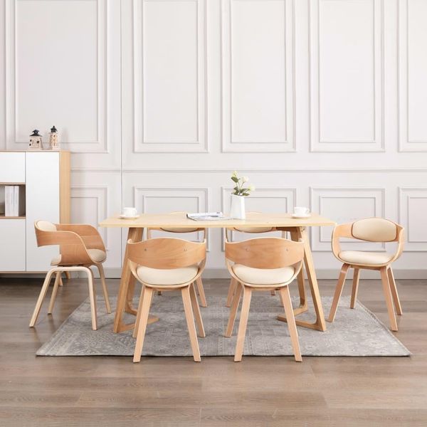 The Living Store Sedie Da Pranzo 6 Pz. Bentwood E Similcuoio-image