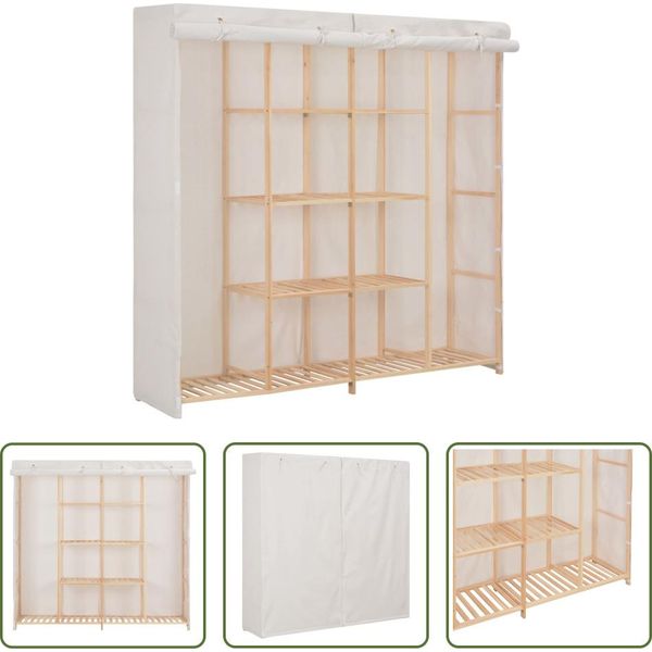 The Living Store Armadio Bianco 173 X 40 X 170 Cm Tessuto-image