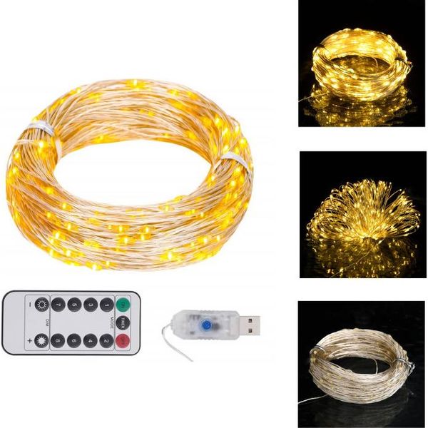 Vidaxl Luci Led Da Fata Con 150 Led Bianco Caldo 15 M - Illuminazione Natalizia-image