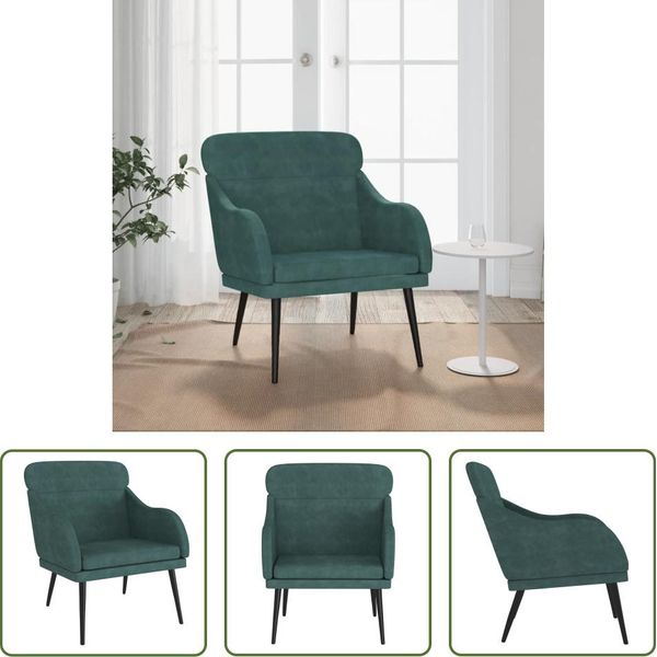 The Living Store Poltrona Verde Scuro 63X76X80 Cm In Velluto-image