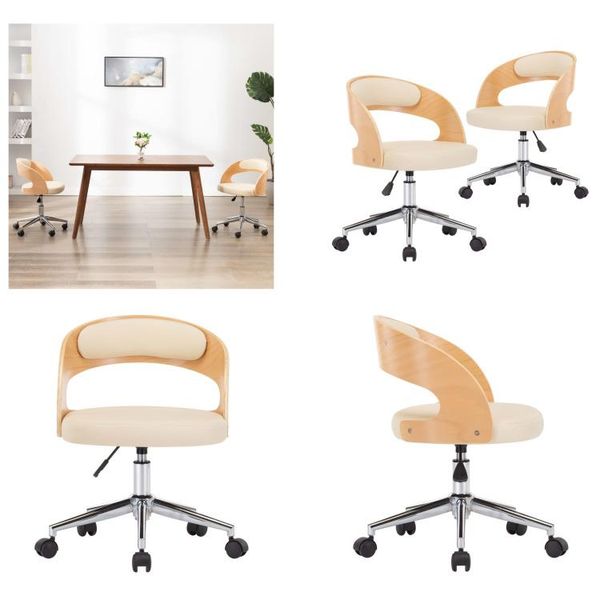 Vidaxl Sedie Da Pranzo Girevoli 2 Pz. Sedie Girevoli In Legno Curvato E Pelle Finta - Sedia Da Pranzo - Sedia Da Pranzo - Sedia Da Pranzo - Sedia Da Pranzo-image