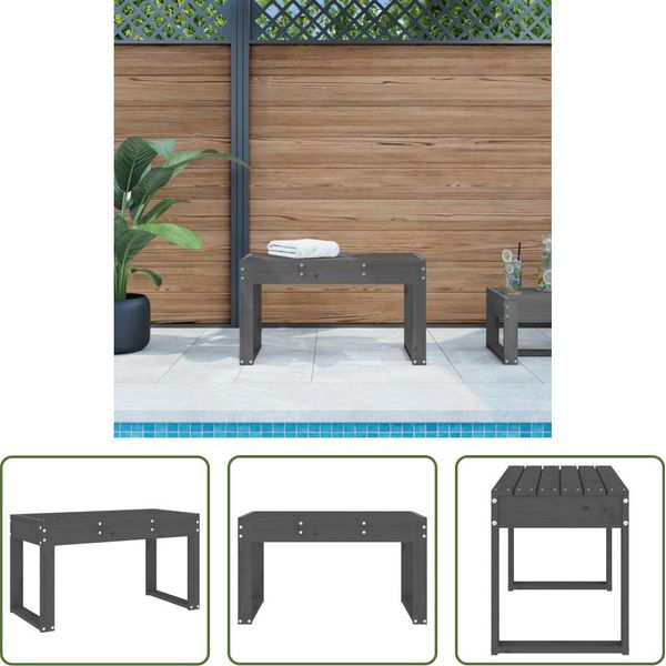 The Living Store Panca Da Giardino Grigia 80X38X45 Cm In Legno Di Pino Massiccio-image