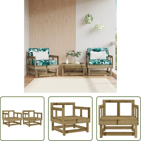 The Living Store Sedie Da Giardino 2 Pz. Legno Di Pino Impregnato-image