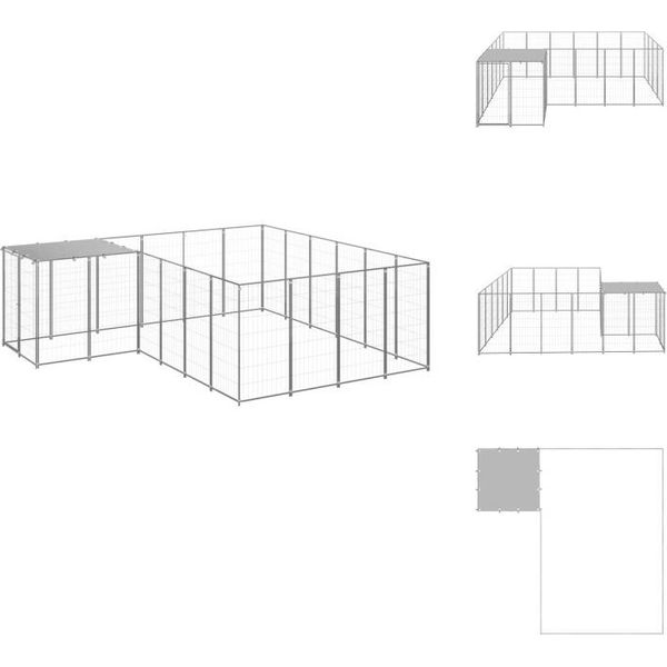 Vidaxl Cuccia Per Cani Silver 8,47 M² In Acciaio - Cucce Per Cani E Recinti-image