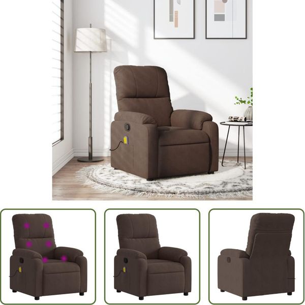 The Living Store Poltrona Massaggiante In Tessuto Microfibra Marrone-image