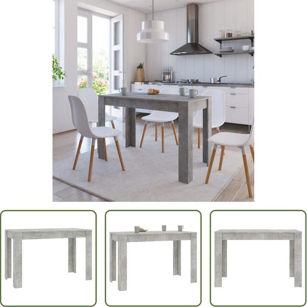 The Living Store Tavolo Da Pranzo Grigio Cemento 120X60X76 Cm Materiale A Base Di Legno-image