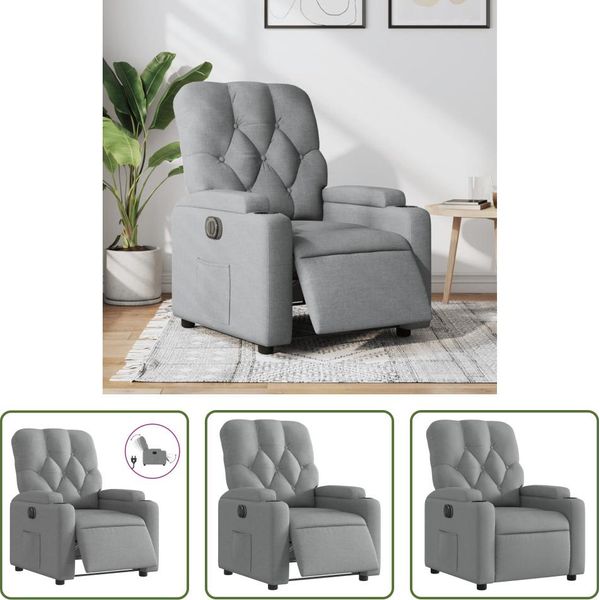 The Living Store Poltrona Relax Elettrica In Tessuto Grigio Chiaro-image