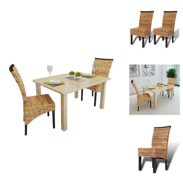 Vidaxl Sedie Da Pranzo 2 Pz. Abaca E Mango In Legno Massiccio - Sedie Da Pranzo-image