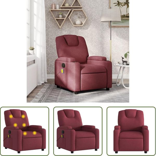 The Living Store Sedia Da Massaggio In Tessuto Rosso Vino-image