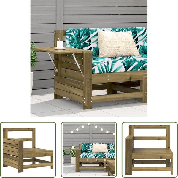 Divano Da Giardino Con Braccioli E Tavolino In Legno Di Pino The Living Store-image