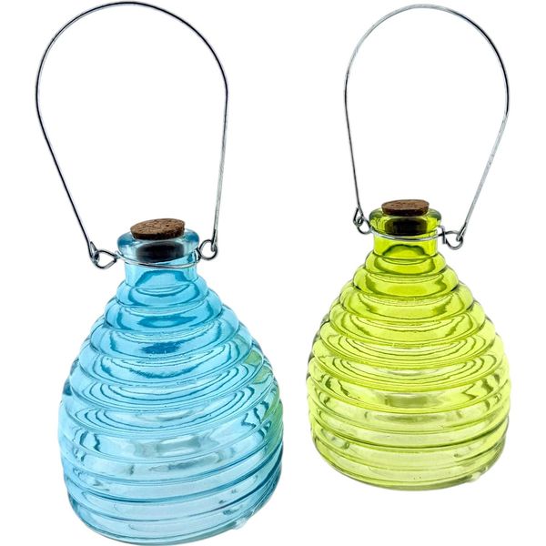 Trappola Per Vespe In Vetro - Set Di 2 Blu E Giallo-Verde - 10 X 13 Cm-image