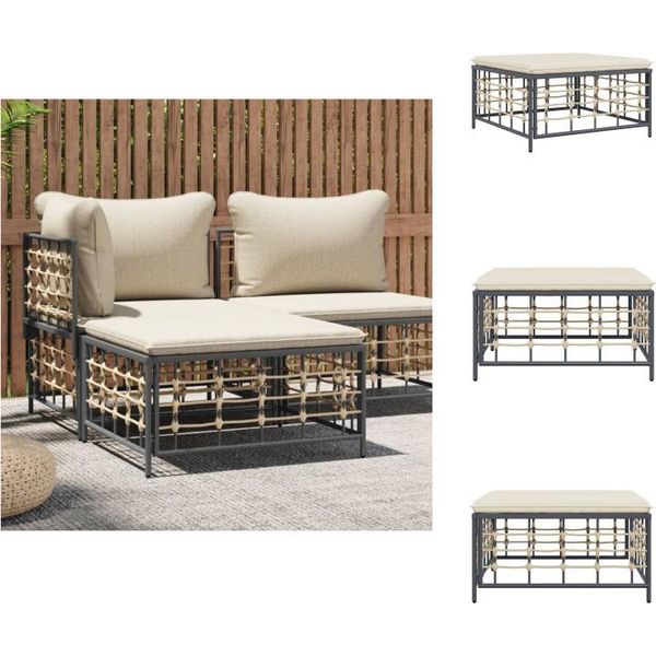 Vidaxl Sgabello Da Giardino Con Cuscini Beige In Poly Rattan - Elementi Per Divani Da Giardino-image