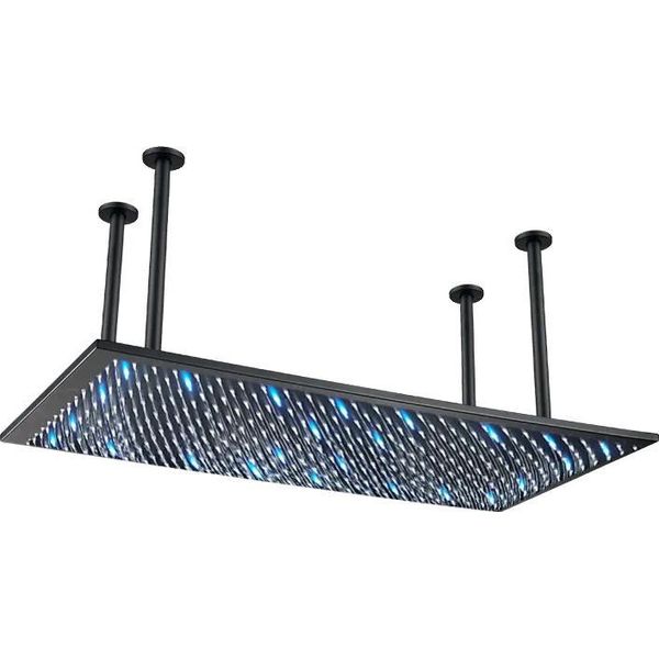 Soffione Doccia A Soffitto, Funzione Pioggia, Led Nero-image