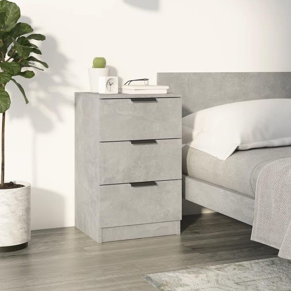 The Living Store Comodino Grigio Cemento 40X36X65 Cm-image