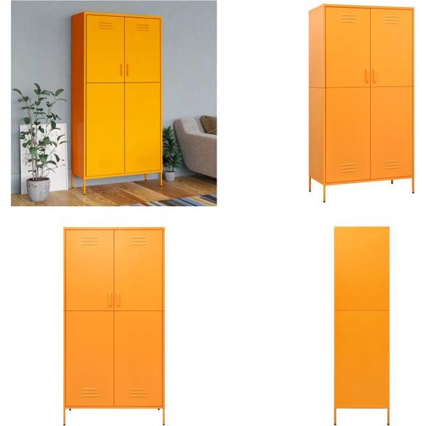 Vidaxl Armadio Giallo Senape 90X50X180 Cm In Acciaio - Armadio - Armadi - Armadio A Muro - Armadio A Muro - Armadio-image