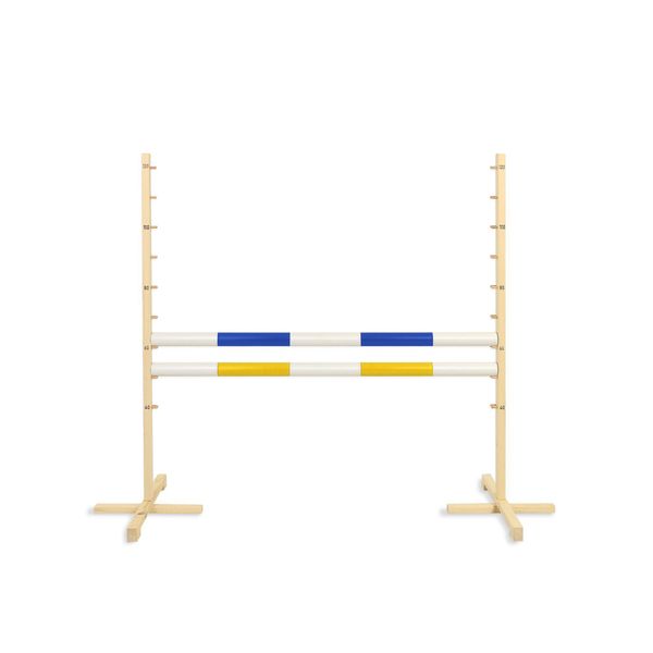 Ostacolo Di Salto Per Cavallo Hobby 120Cm, Due Travi - Blu E Giallo-image