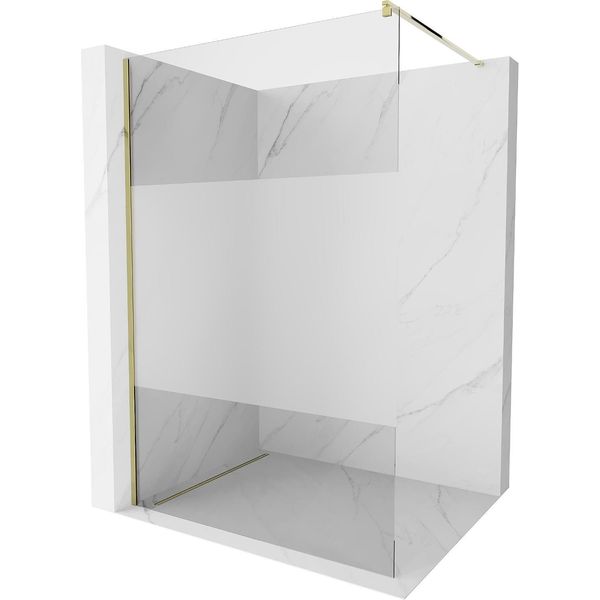 Mexen Kioto Parete Doccia Walk-In 100 X 200 Cm, Trasparente/Brinato 8 Mm, Oro - 800-100-101-50-35-image