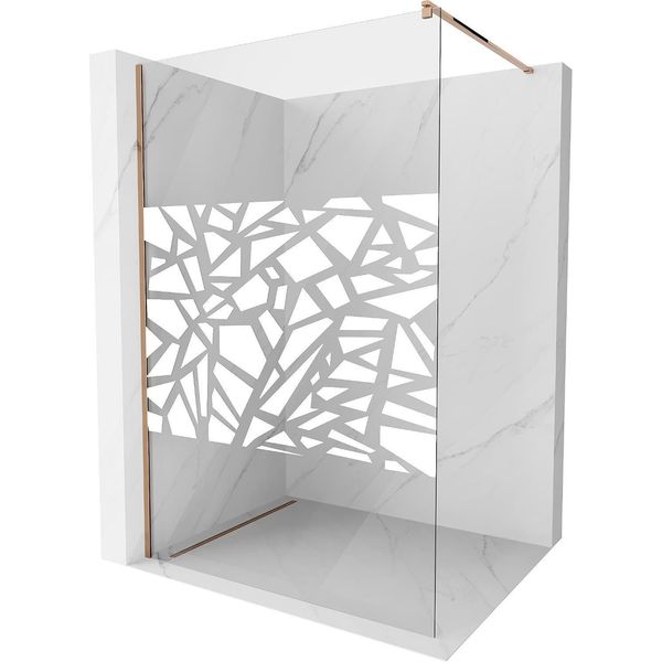 Mexen Kioto Parete Doccia Walk-In 90 X 200 Cm, Motivo Bianco 8 Mm, Oro Rosa - 800-090-101-60-85-image