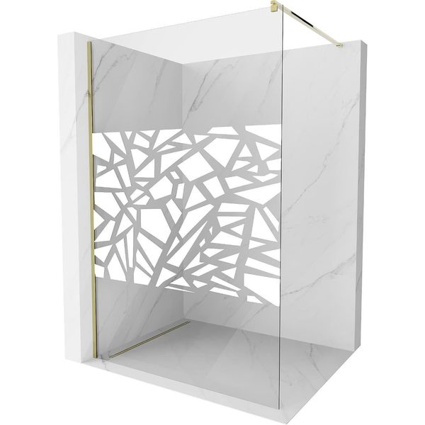 Mexen Kioto Schermo Doccia Walk-In 120 X 200 Cm, Motivo Bianco 8 Mm, Oro - 800-120-101-50-85-image