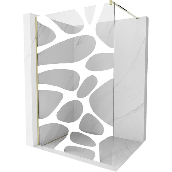 Mexen Kioto Parete Doccia Walk-In 70 X 200 Cm, Trasparente/Ondulazione Bianca 8 Mm, Oro - 800-070-101-50-97-image
