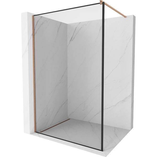Mexen Kioto Parete Doccia Walk-In 70 X 200 Cm, Cornice Nera 8 Mm, Rame Spazzolato - 800-070-101-65-70-image