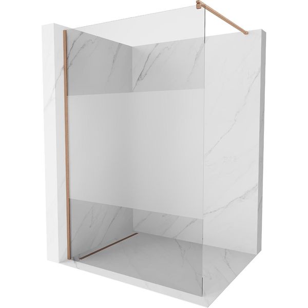 Mexen Kioto Parete Doccia Walk-In 130 X 200 Cm, Trasparente/Satinato 8 Mm, Rame Spazzolato - 800-130-101-65-35-image