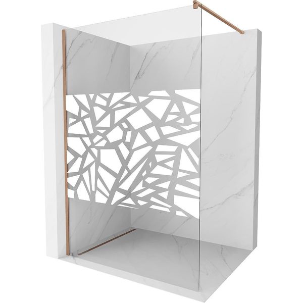 Mexen Kioto Parete Doccia Walk-In 70 X 200 Cm, Motivo Bianco 8 Mm, Rame Spazzolato - 800-070-101-65-85-image