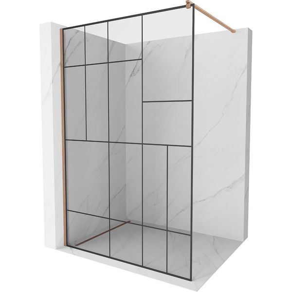 Mexen Kioto Pannello Doccia Walk-In 80 X 200 Cm, Motivo Nero 8 Mm, Rame Spazzolato - 800-080-101-65-78-image