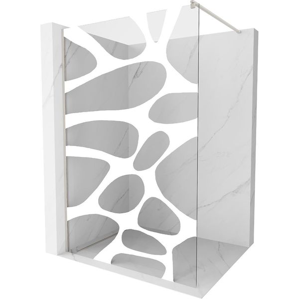 Mexen Kioto Parete Doccia Walk-In 90 X 200 Cm, Onda Bianca 8 Mm, Nichel Spazzolato - 800-090-101-97-97-image