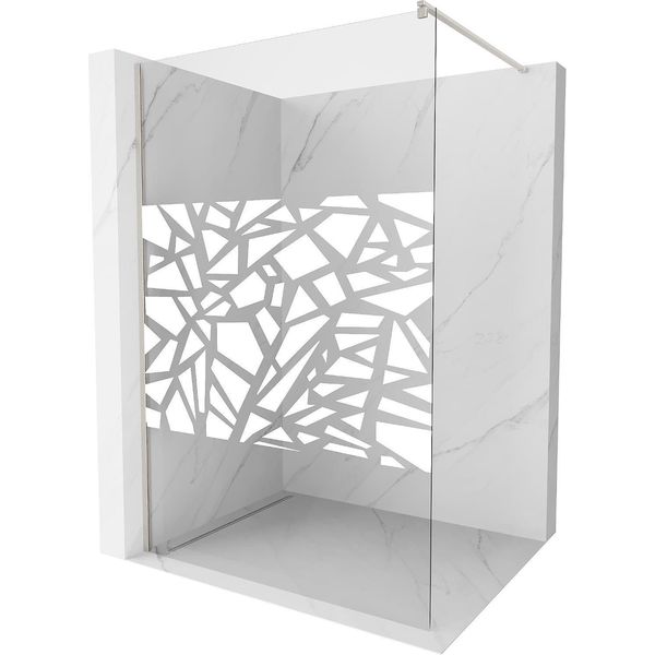 Mexen Kioto Parete Doccia Walk-In 140 X 200 Cm, Motivo Bianco 8 Mm, Nichel Spazzolato - 800-140-101-97-85-image