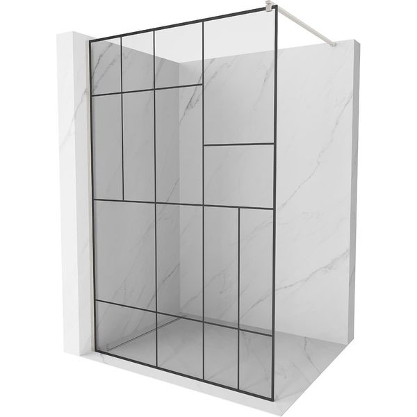 Mexen Kioto Parete Doccia Walk-In 120 X 200 Cm, Motivo Nero 8 Mm, Nichel Spazzolato - 800-120-101-97-78-image