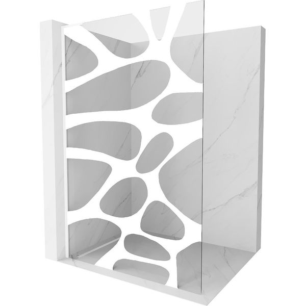 Mexen Kioto L Parete Doccia Walk-In 70 X 200 Cm, Onda Bianca, Bianco - 800-070-103-20-97-image